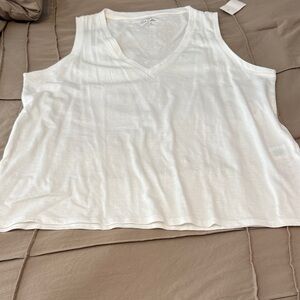 J. Crew White V-Neck Tank Top
